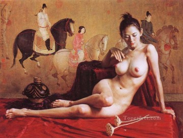 Dama de Guoguo en una excursión de primavera Chica china desnuda Pinturas al óleo